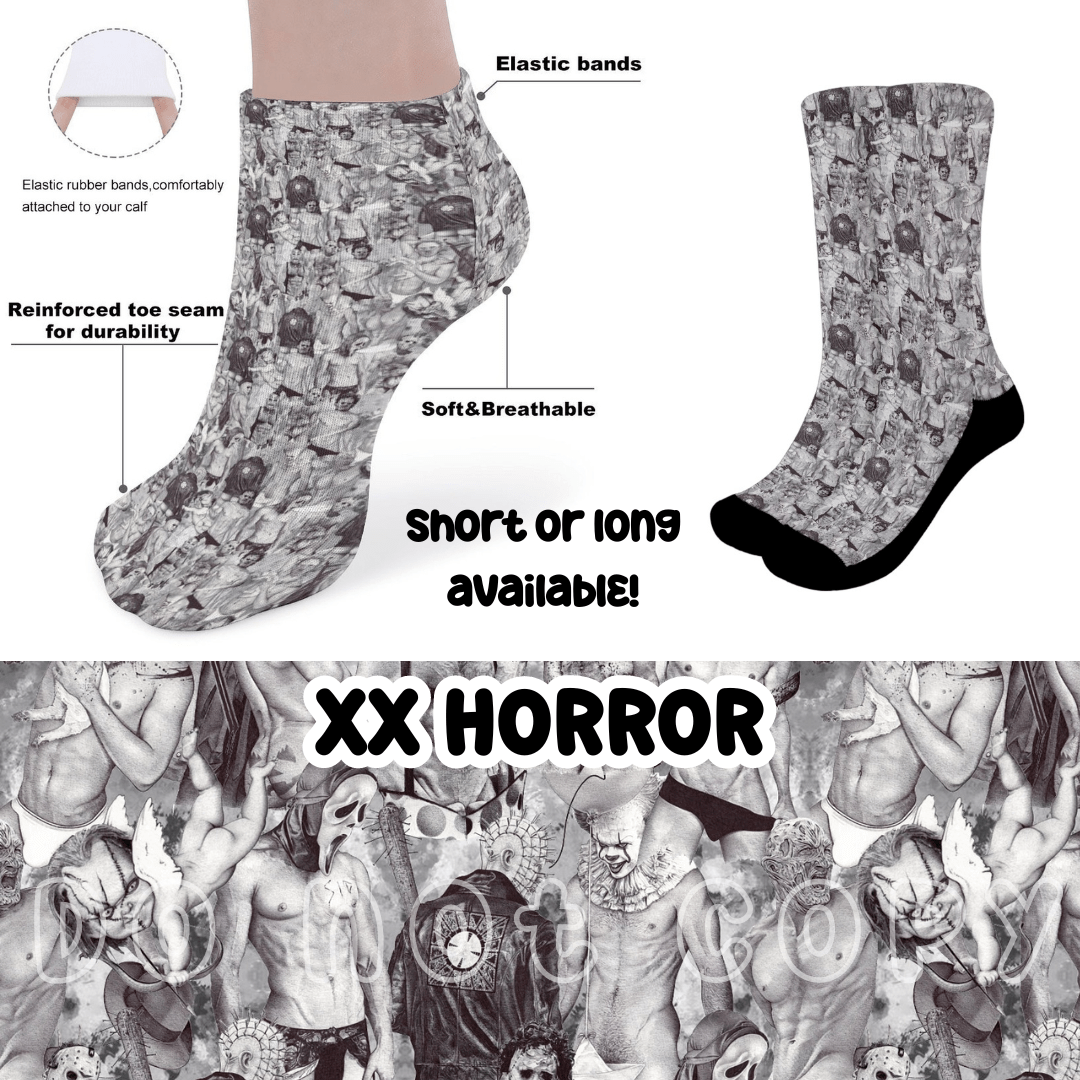 XX HORROR - CUSTOM PRINTED SOCKS ROUND 2-Socks-Stay Foxy Boutique, Florissant, Missouri