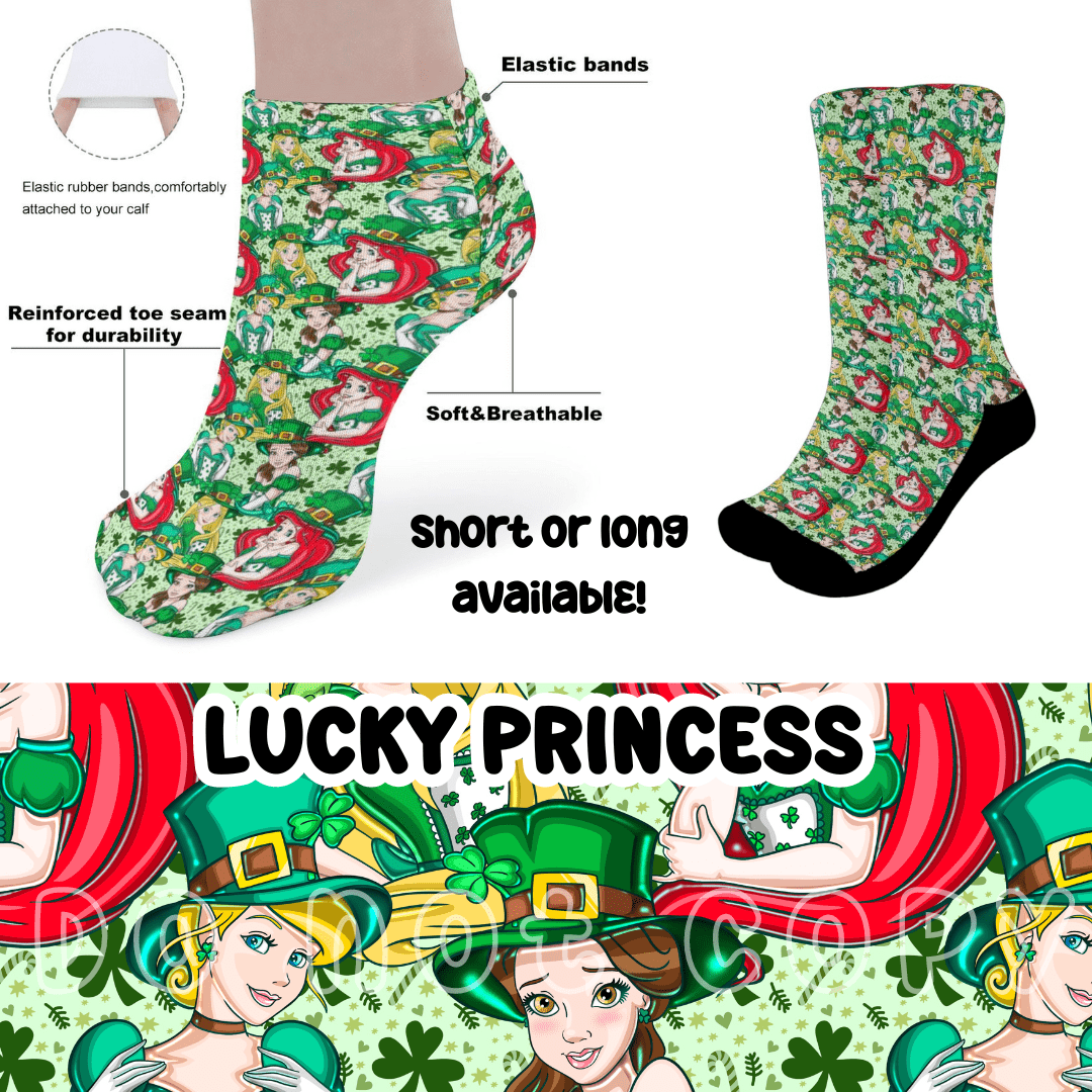 LUCKY PRINCESS - CUSTOM PRINTED SOCKS ROUND 2-Socks-Stay Foxy Boutique, Florissant, Missouri