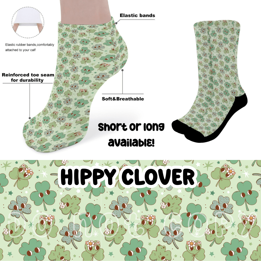 HIPPY CLOVER - CUSTOM PRINTED SOCKS ROUND 2-Socks-Stay Foxy Boutique, Florissant, Missouri