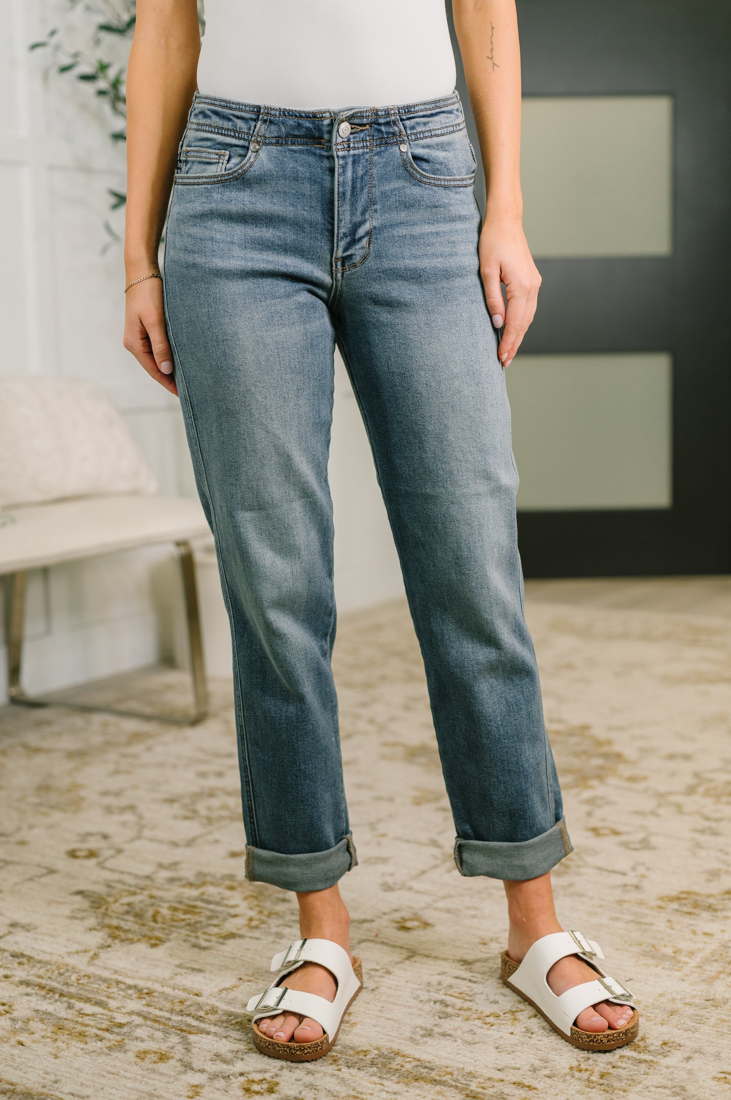 Doris Mid Rise Boyfriend with Adjustable Back Tab + Hollywood WB-Womens-Stay Foxy Boutique, Florissant, Missouri