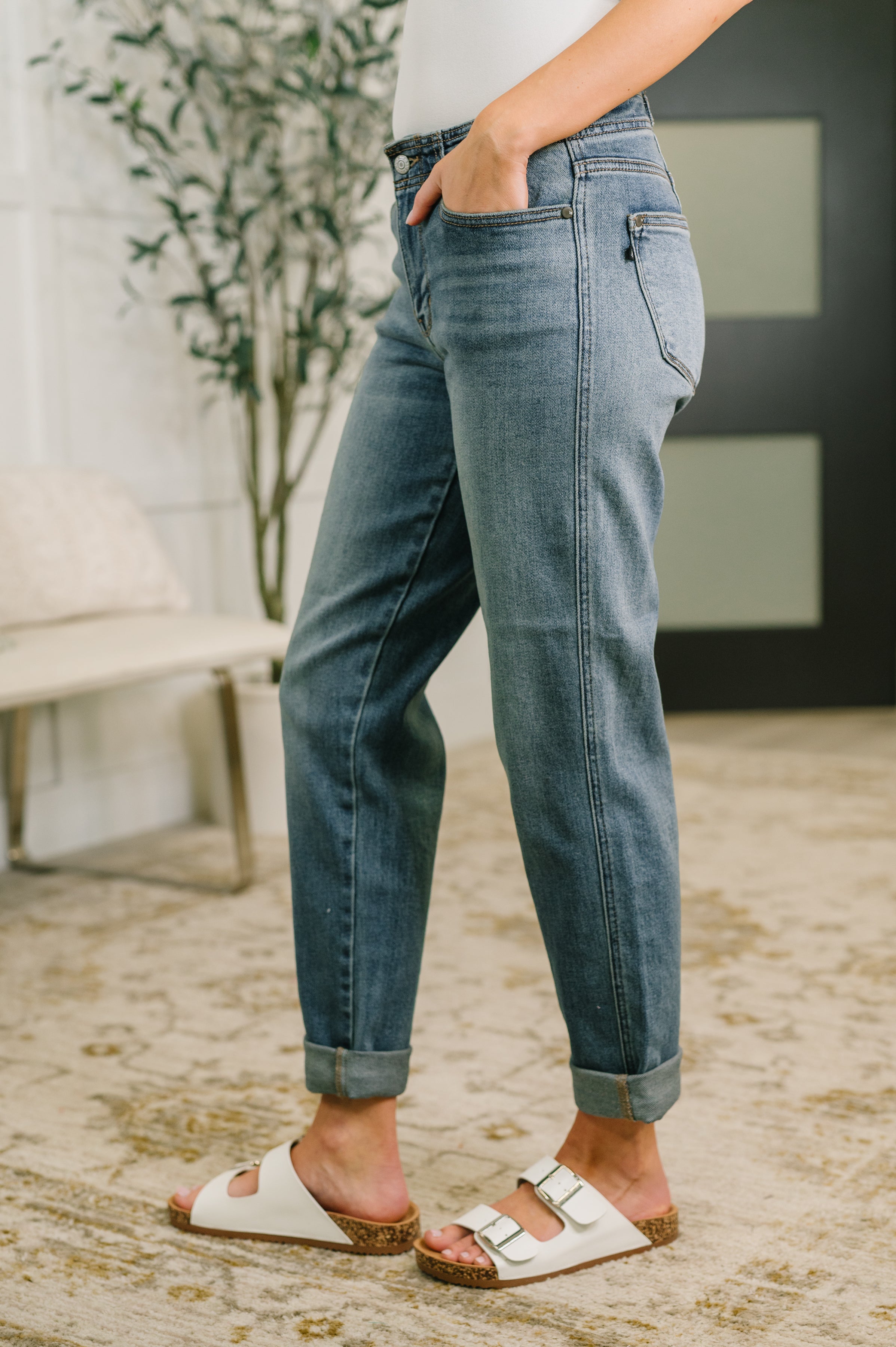 Doris Mid Rise Boyfriend with Adjustable Back Tab + Hollywood WB-Womens-Stay Foxy Boutique, Florissant, Missouri