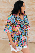 Dreamer Peplum Top in Black Multi Floral-Tops-Stay Foxy Boutique, Florissant, Missouri