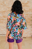 Dreamer Peplum Top in Black Multi Floral-Tops-Stay Foxy Boutique, Florissant, Missouri