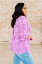 Dreamer Peplum Top in Lavender Leopard-Tops-Stay Foxy Boutique, Florissant, Missouri