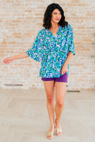 Dreamer Peplum Top in Navy and Mint Floral-Tops-Stay Foxy Boutique, Florissant, Missouri