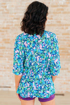 Dreamer Peplum Top in Navy and Mint Floral-Tops-Stay Foxy Boutique, Florissant, Missouri