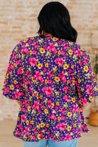 Dreamer Peplum Top in Purple and Pink Floral-Tops-Stay Foxy Boutique, Florissant, Missouri