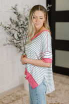 Dressed to Chill V-Neck Top in Heather/Grey/Ivory/Pink-Womens-Stay Foxy Boutique, Florissant, Missouri