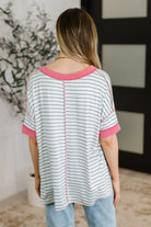 Dressed to Chill V-Neck Top in Heather/Grey/Ivory/Pink-Womens-Stay Foxy Boutique, Florissant, Missouri