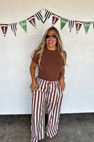 PREORDER: Tailgate Stripe Boxer Pants-Womens-Stay Foxy Boutique, Florissant, Missouri