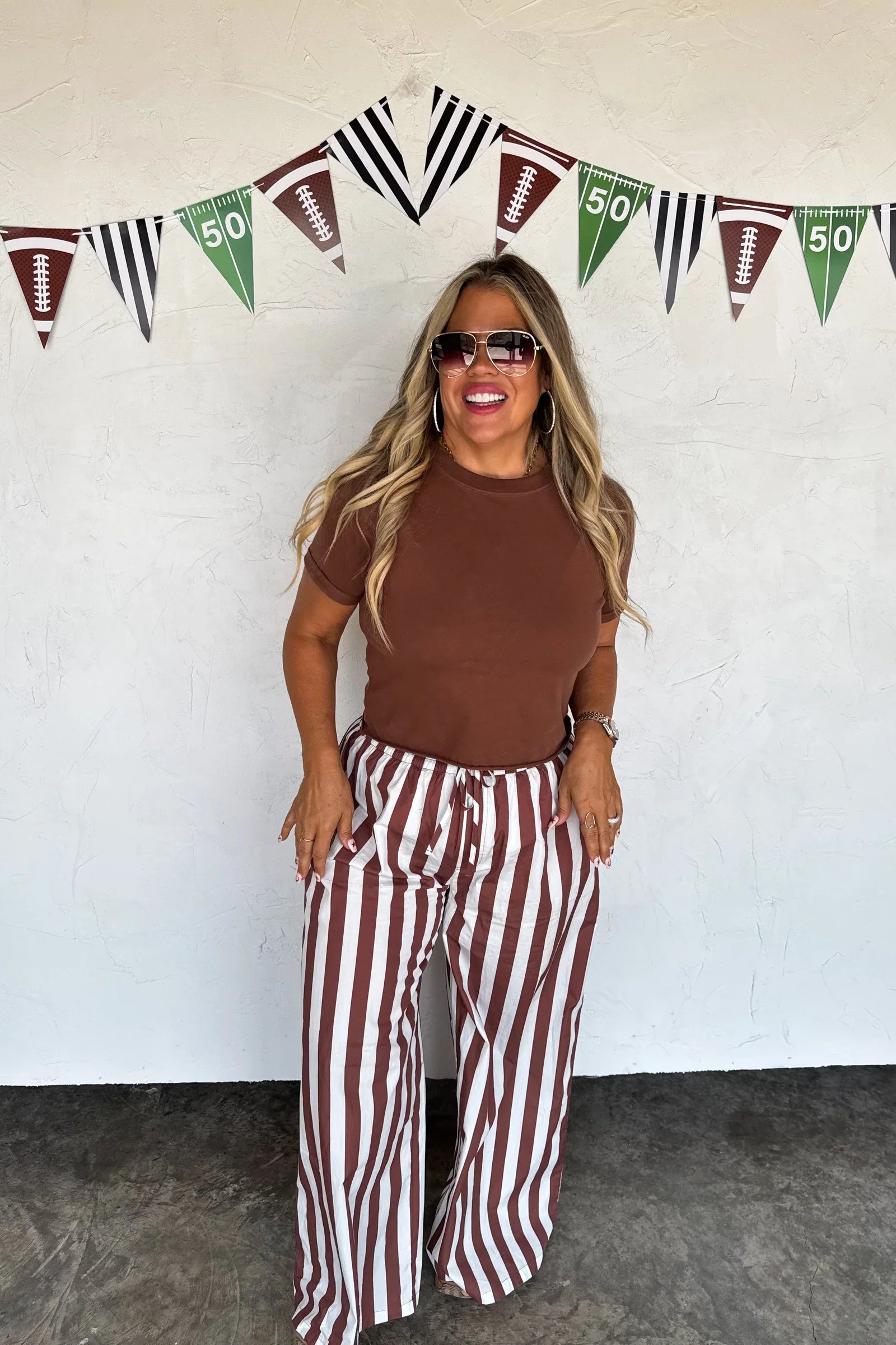 PREORDER: Tailgate Stripe Boxer Pants-Womens-Stay Foxy Boutique, Florissant, Missouri