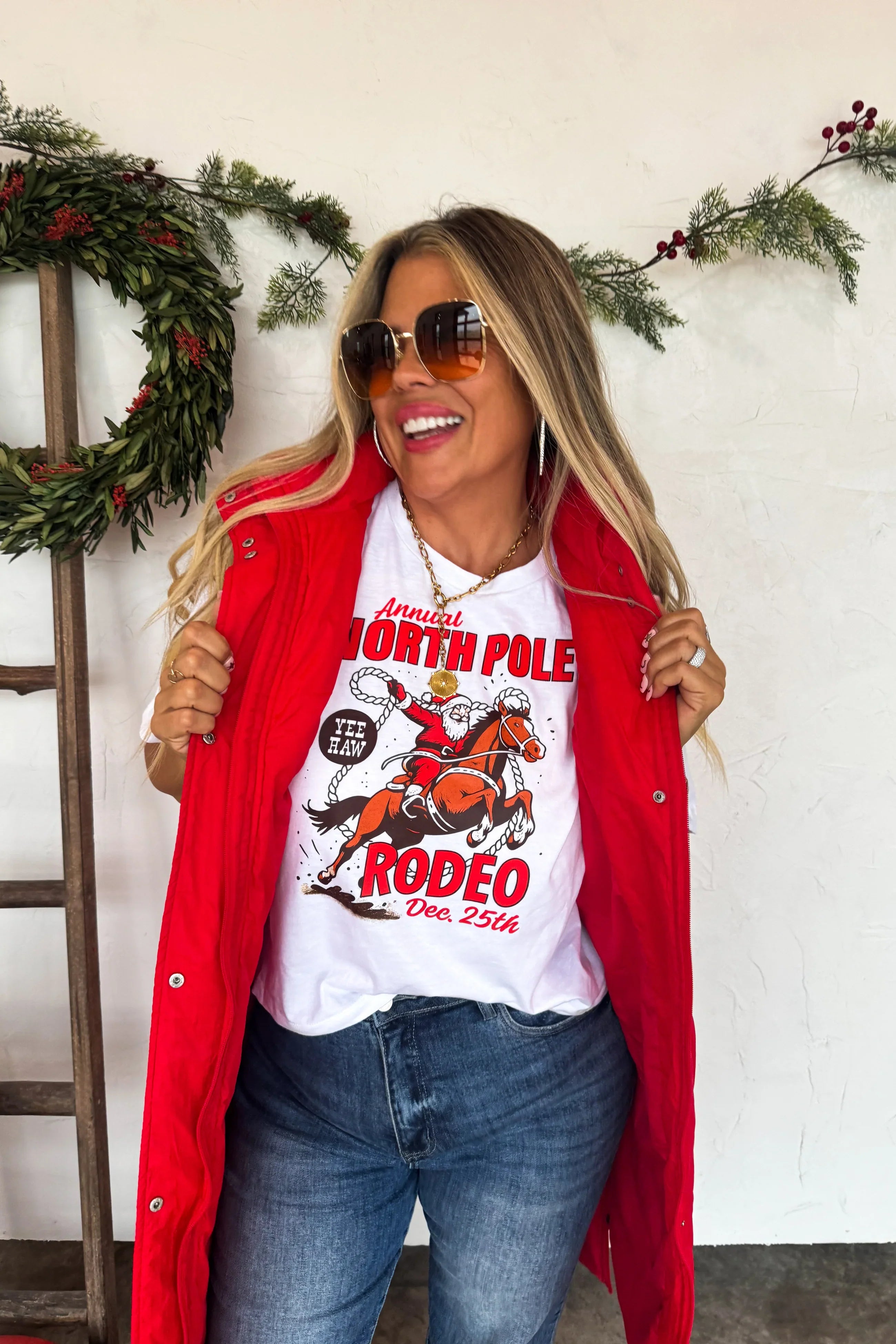 PREORDER: Blakeley Cowgirl Christmas Graphic Tees-Womens-Stay Foxy Boutique, Florissant, Missouri