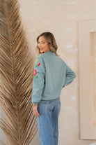 Floral Embroidered Sweatshirt-Womens-Stay Foxy Boutique, Florissant, Missouri