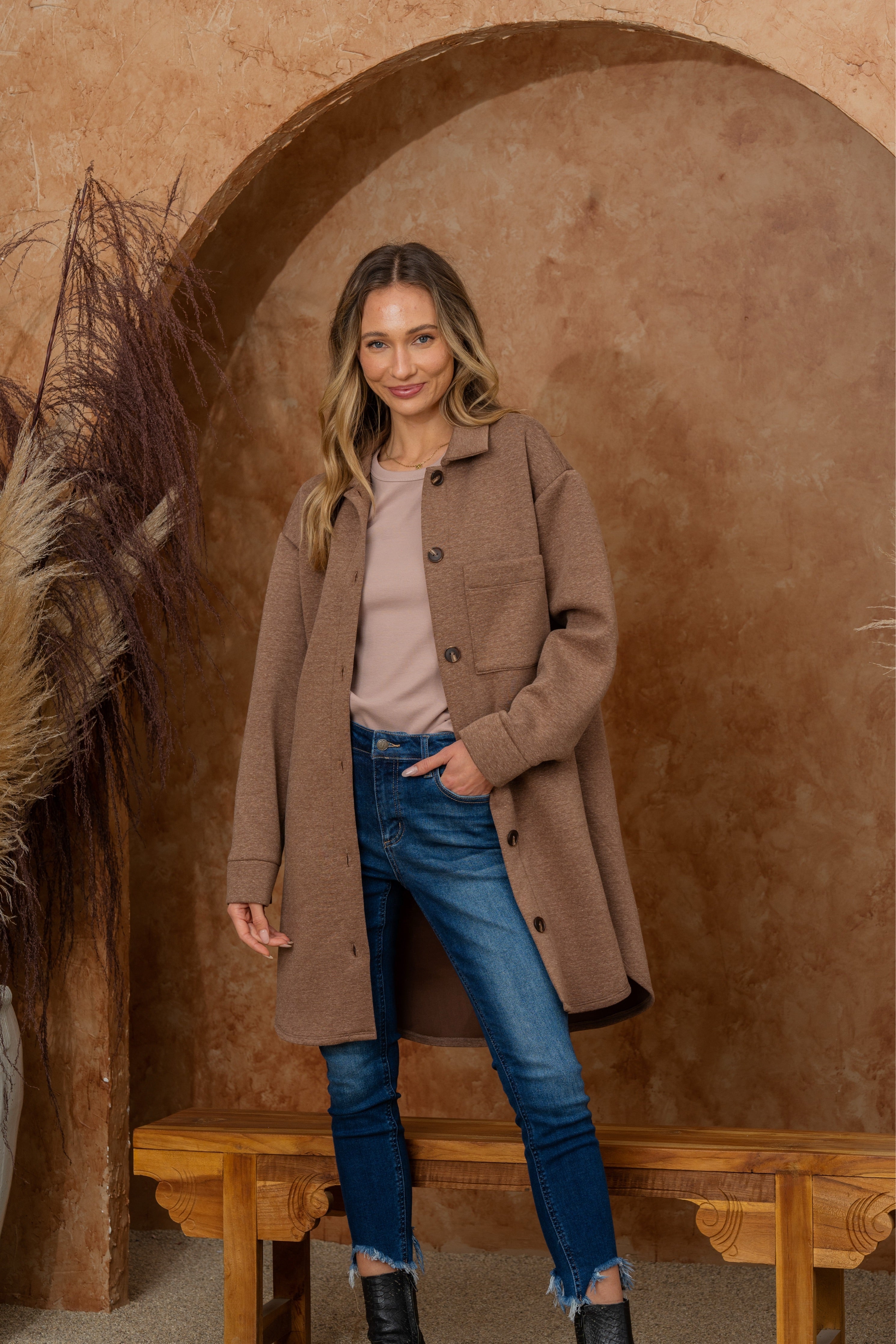 Oversized Fleece Collared Button Up Shacket-Womens-Stay Foxy Boutique, Florissant, Missouri