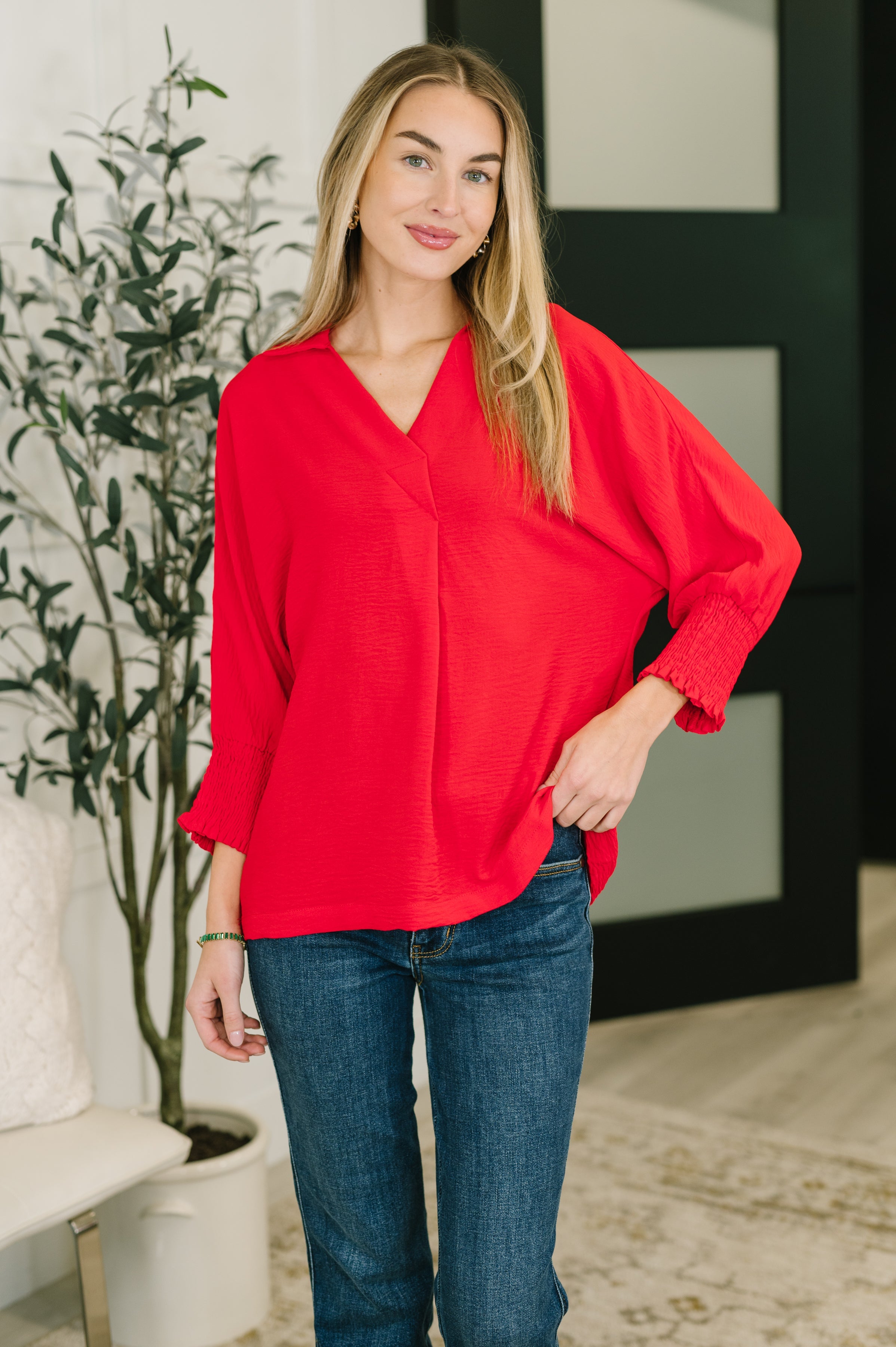 Easy Essence V-Neck Oversized Tunic Top-Womens-Stay Foxy Boutique, Florissant, Missouri