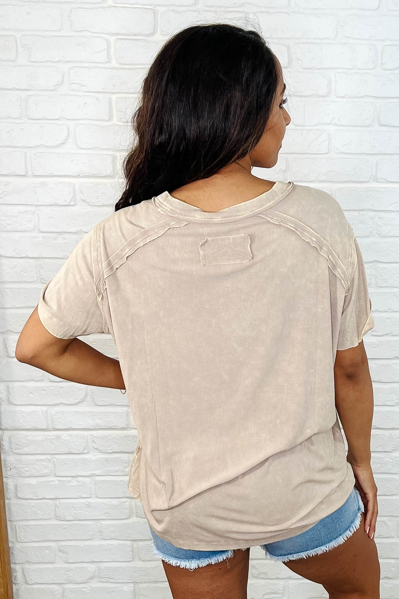 Easy Style Basic Mineral Wash Top in Ash Mocha-Womens-Stay Foxy Boutique, Florissant, Missouri