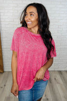 Easy Style Basic Mineral Wash Top in Hot Pink-Womens-Stay Foxy Boutique, Florissant, Missouri