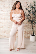 Eden Elastic Waist Jumpsuit Apricot-Jumpsuits & Rompers-Stay Foxy Boutique, Florissant, Missouri