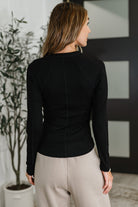 Effortless Edge Knit Henley Top in Black-Womens-Stay Foxy Boutique, Florissant, Missouri