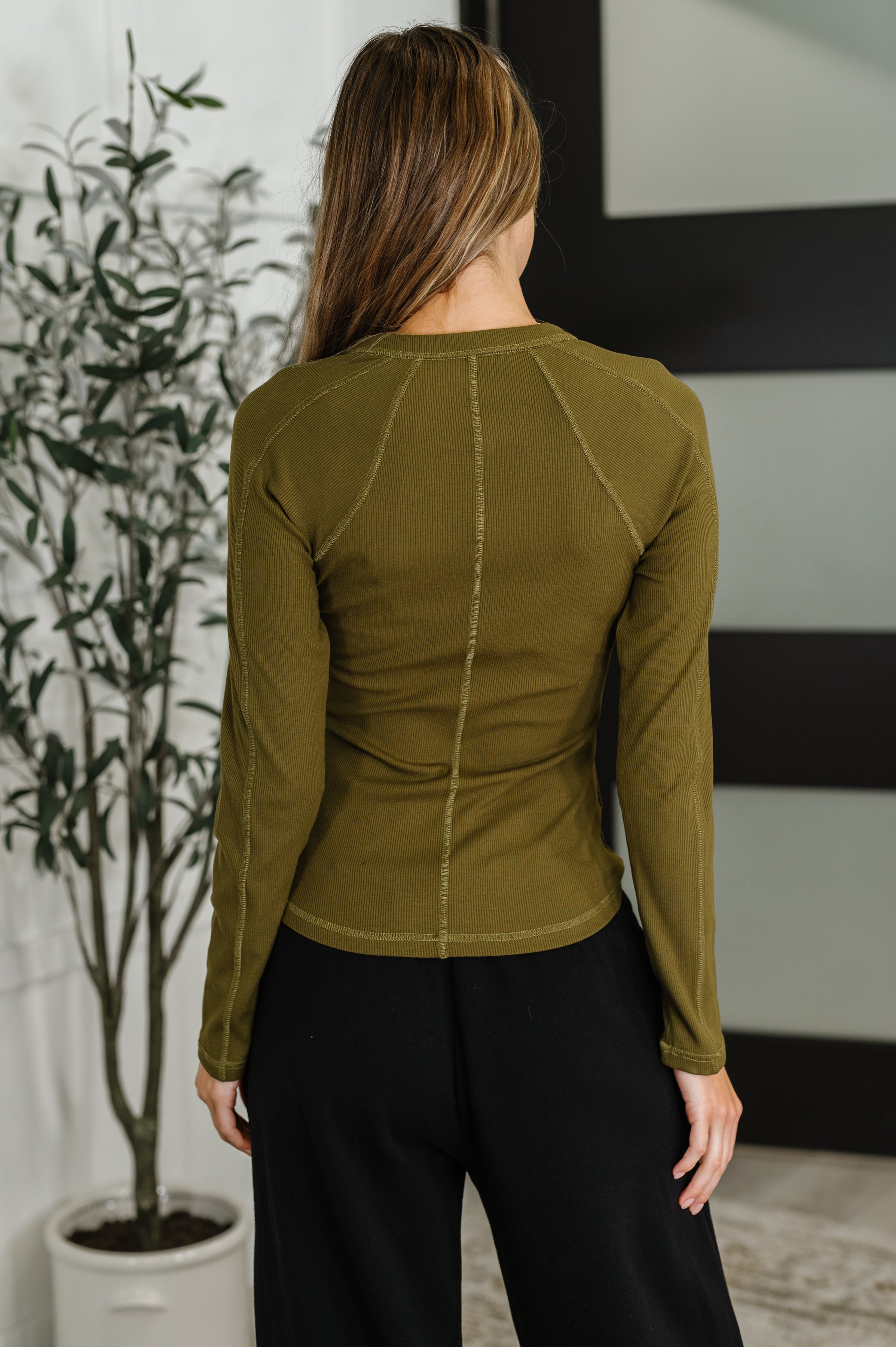 Effortless Edge Knit Henley Top in Camo Green-Womens-Stay Foxy Boutique, Florissant, Missouri