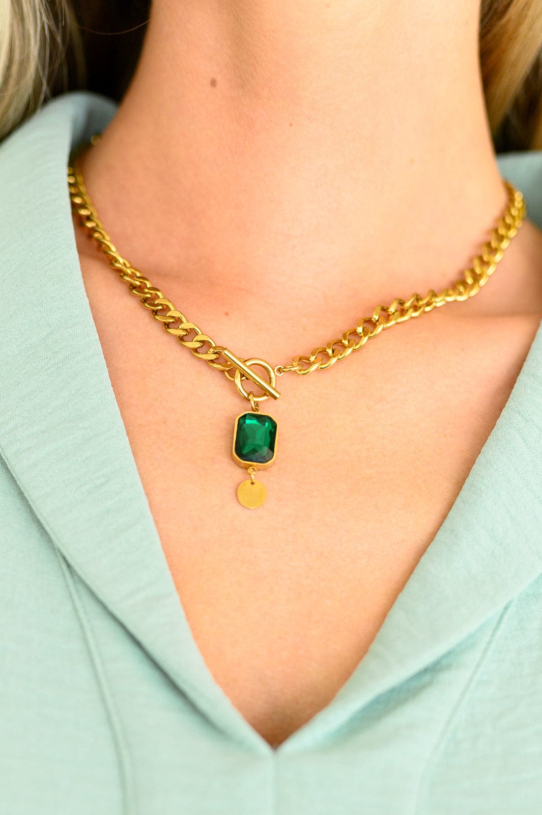 Emerald Chain Necklace-Accessories-Stay Foxy Boutique, Florissant, Missouri