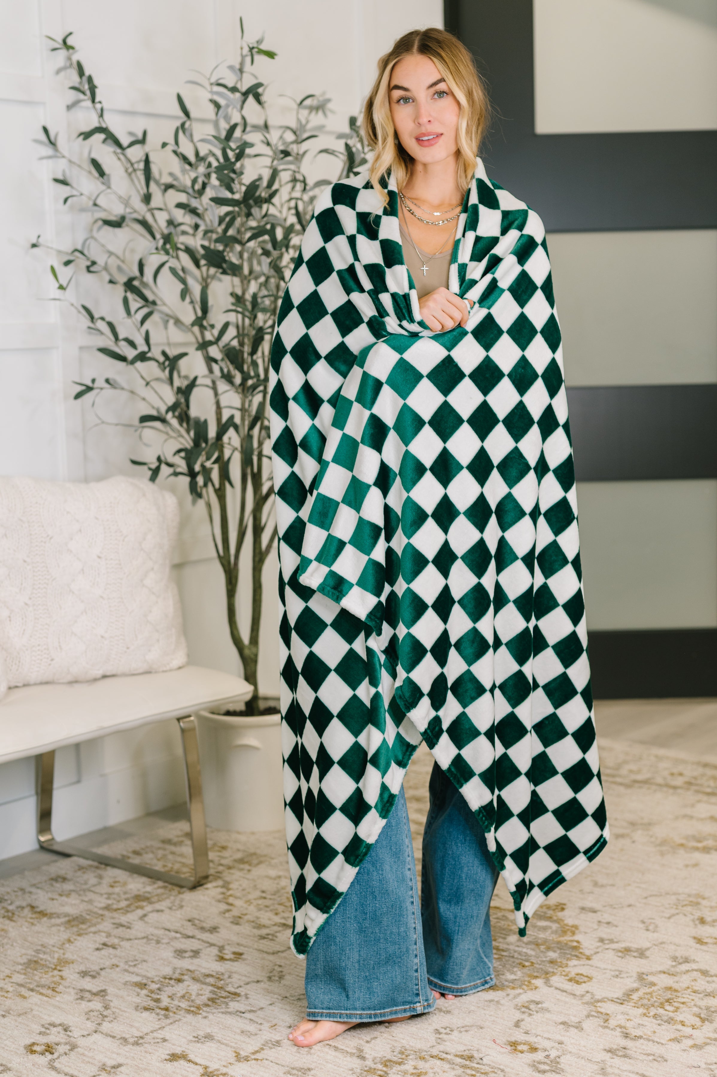 Emerald City Checkered Blanket-Womens-Stay Foxy Boutique, Florissant, Missouri