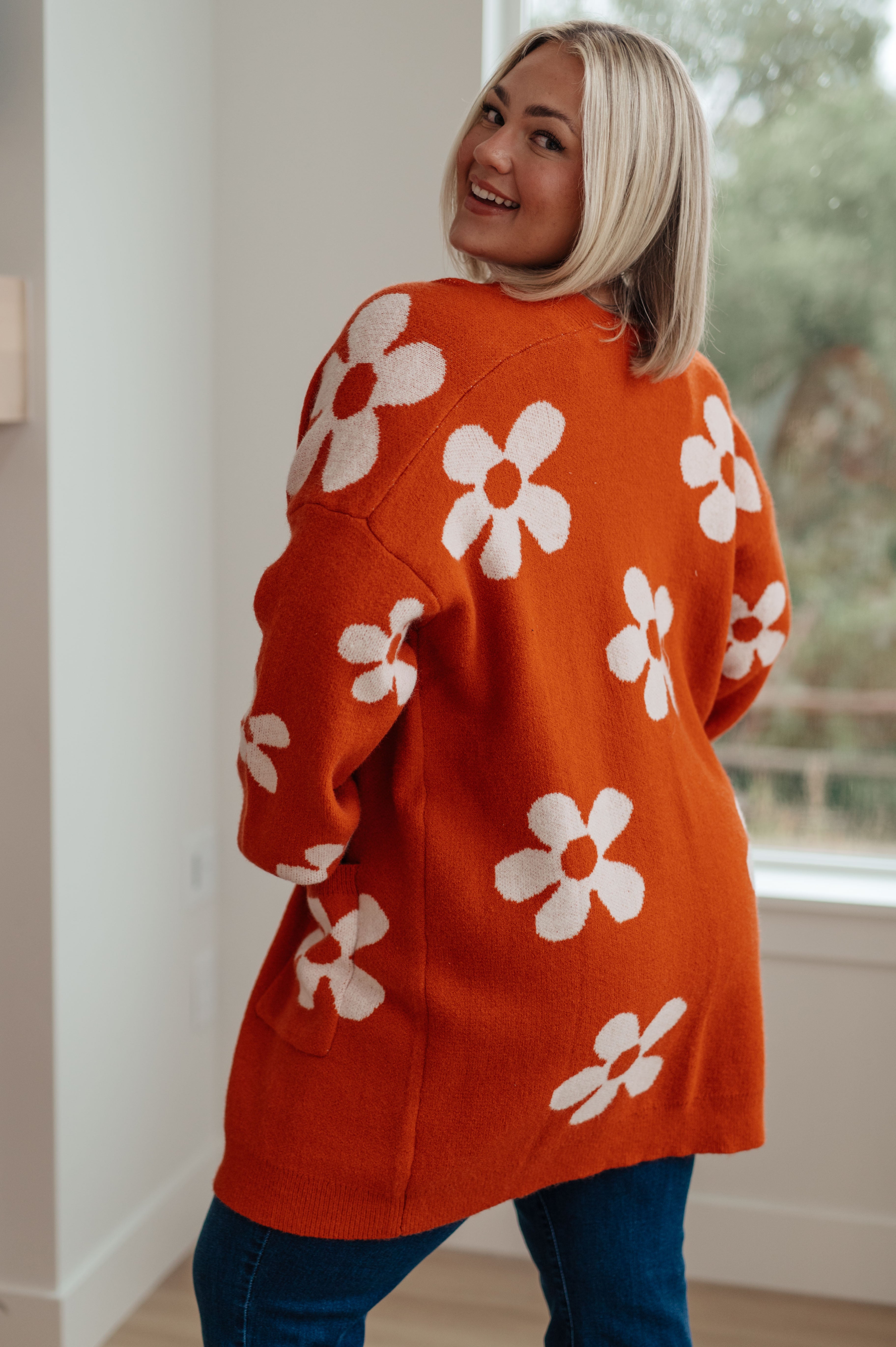 Enough Anyways Floral Cardigan in Burnt Orange-Layers-Stay Foxy Boutique, Florissant, Missouri