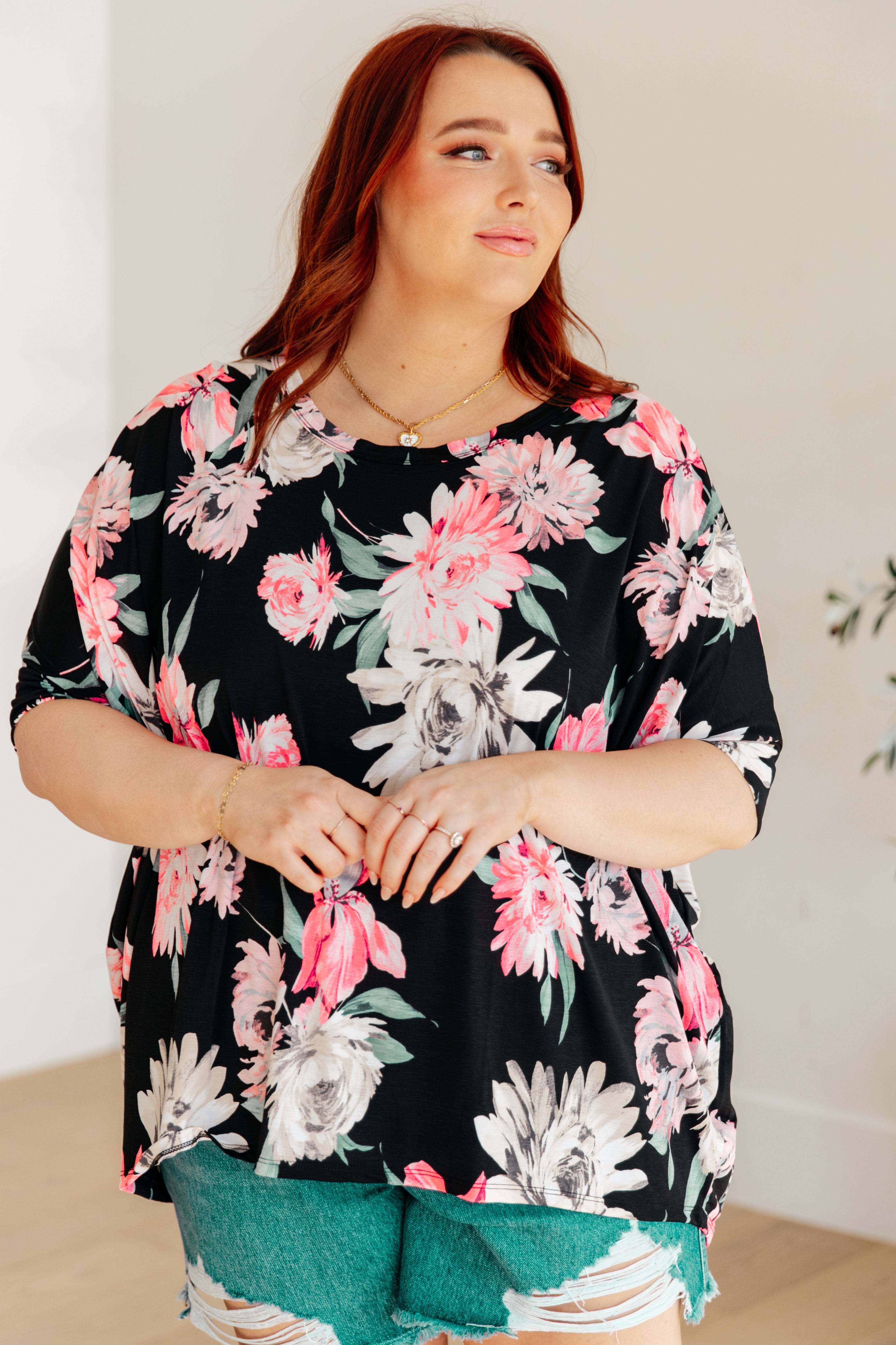 Essential Blouse in Black Floral-Womens-Stay Foxy Boutique, Florissant, Missouri