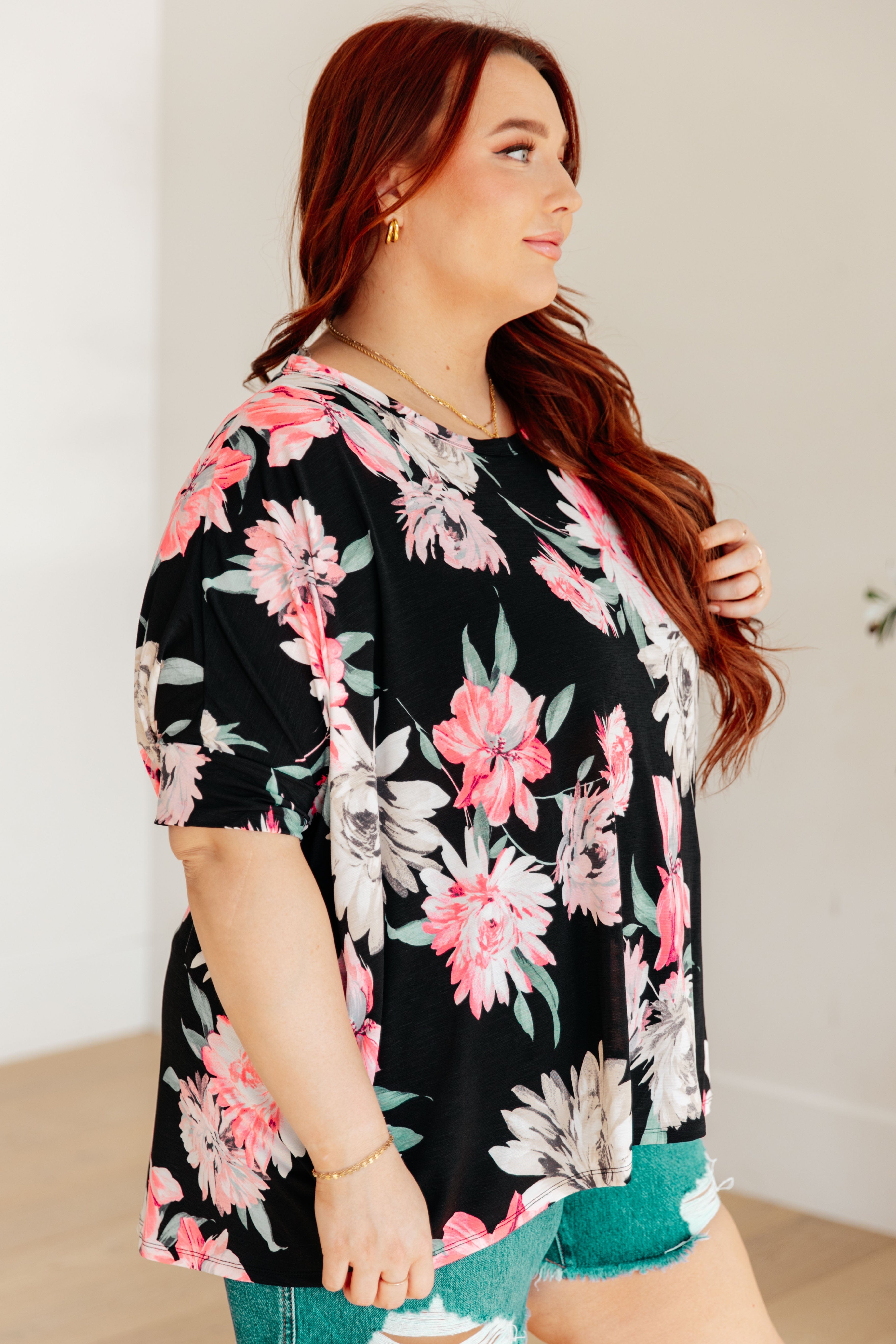 Essential Blouse in Black Floral-Womens-Stay Foxy Boutique, Florissant, Missouri