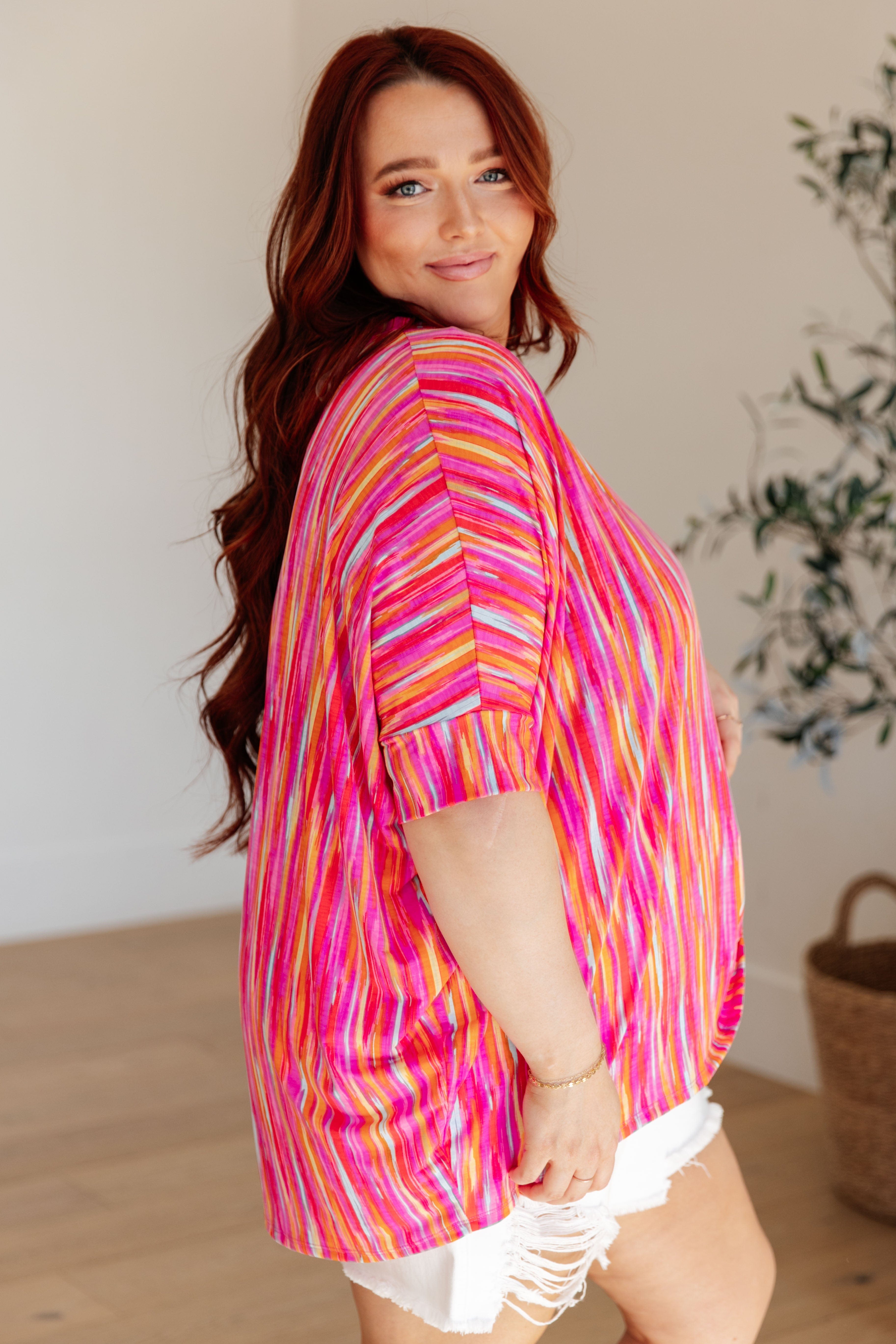 Essential Blouse in Magenta Kaleidoscope-Womens-Stay Foxy Boutique, Florissant, Missouri