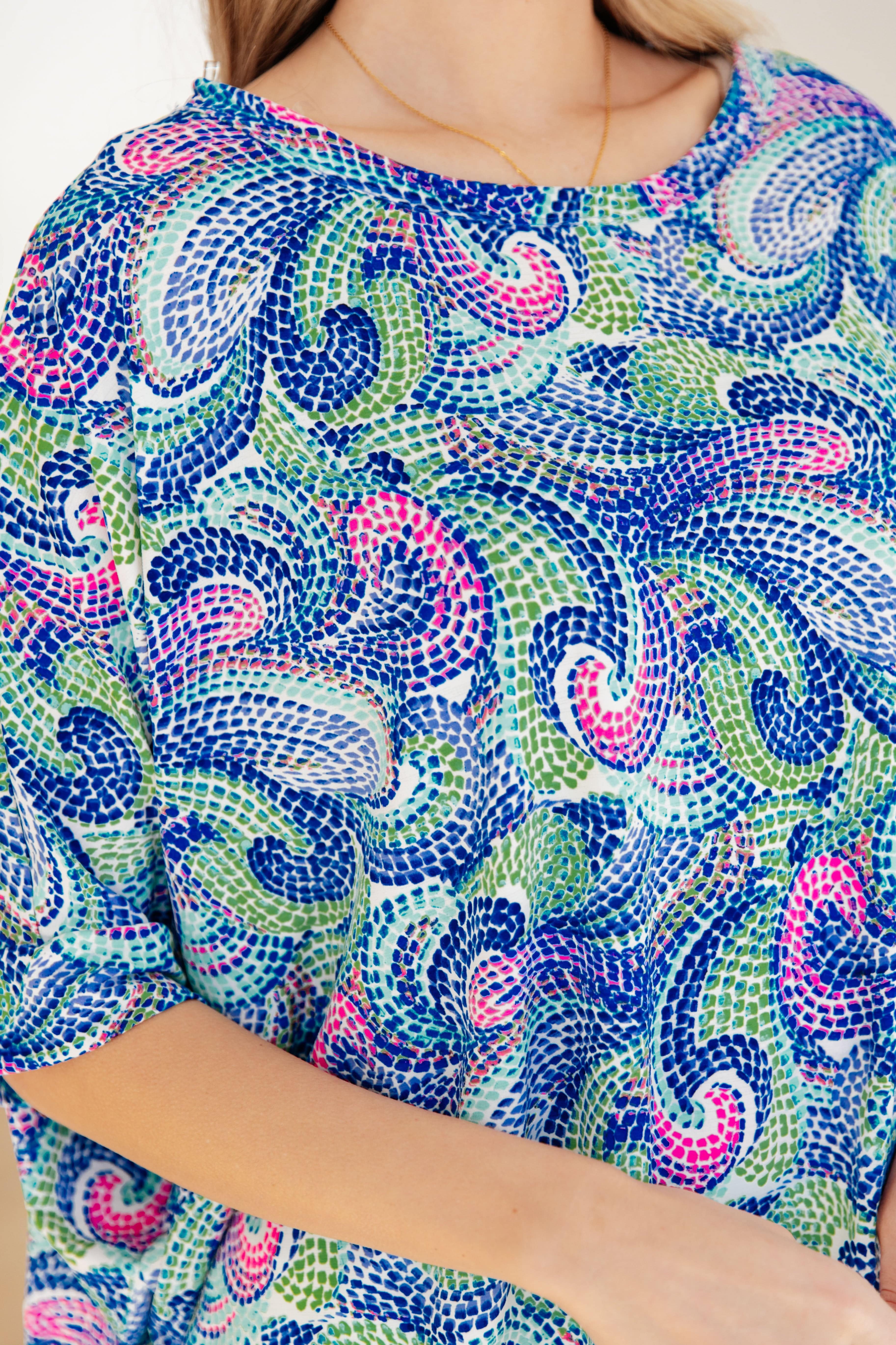 Essential Blouse in Painted Blue Mix-Womens-Stay Foxy Boutique, Florissant, Missouri