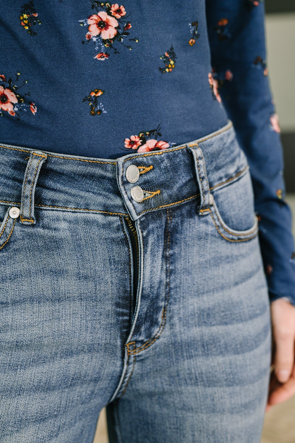 Eva High Waist Flare Tummy Control Double Button WB-Womens-Stay Foxy Boutique, Florissant, Missouri