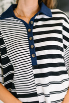 Everlasting Love Striped Collared Dress in Black and Navy-Womens-Stay Foxy Boutique, Florissant, Missouri