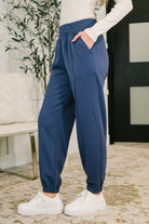 Every Second, Every Hour Jogger Bottoms in Blue Indigo-Womens-Stay Foxy Boutique, Florissant, Missouri