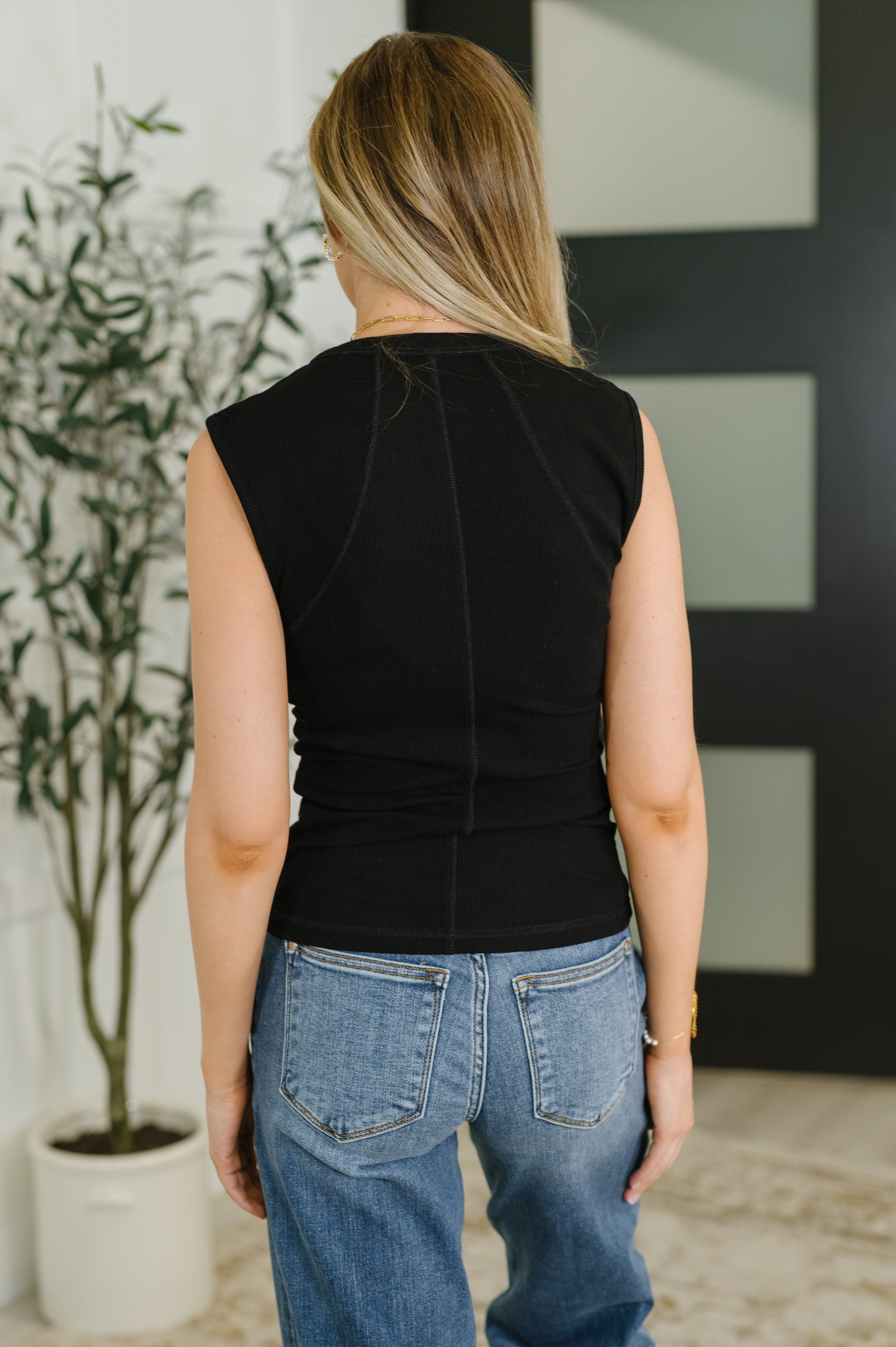 Everyday Edge Knit Henley Tank in Black-Womens-Stay Foxy Boutique, Florissant, Missouri