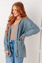 Everything Layer Waffle Knit Open Front Cardigan in Blue Grey-Layers-Stay Foxy Boutique, Florissant, Missouri
