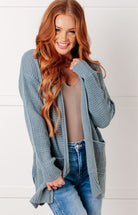Everything Layer Waffle Knit Open Front Cardigan in Blue Grey-Layers-Stay Foxy Boutique, Florissant, Missouri