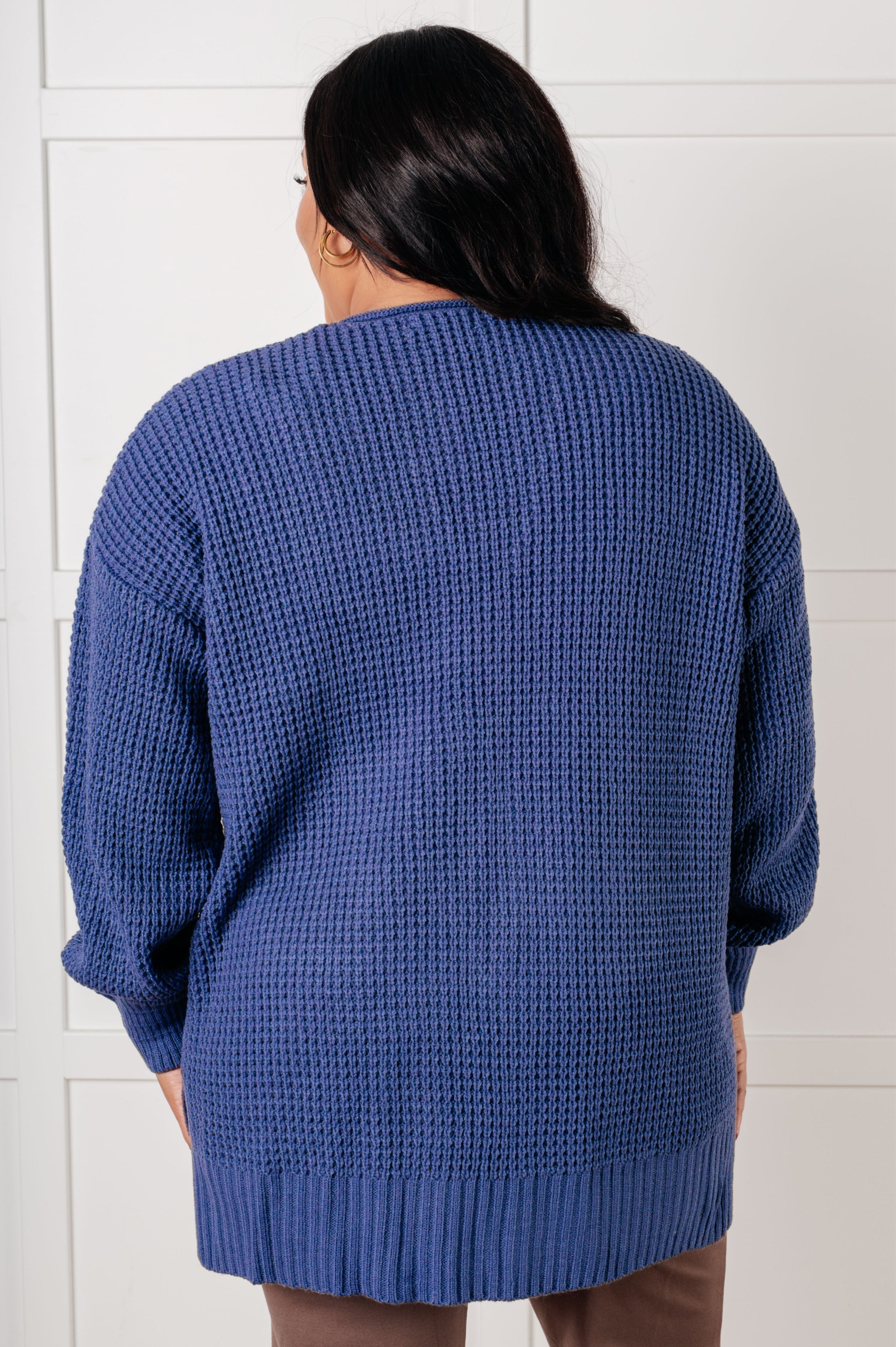 Everything Layer Waffle Knit Open Front Cardigan in Marlin-Layers-Stay Foxy Boutique, Florissant, Missouri