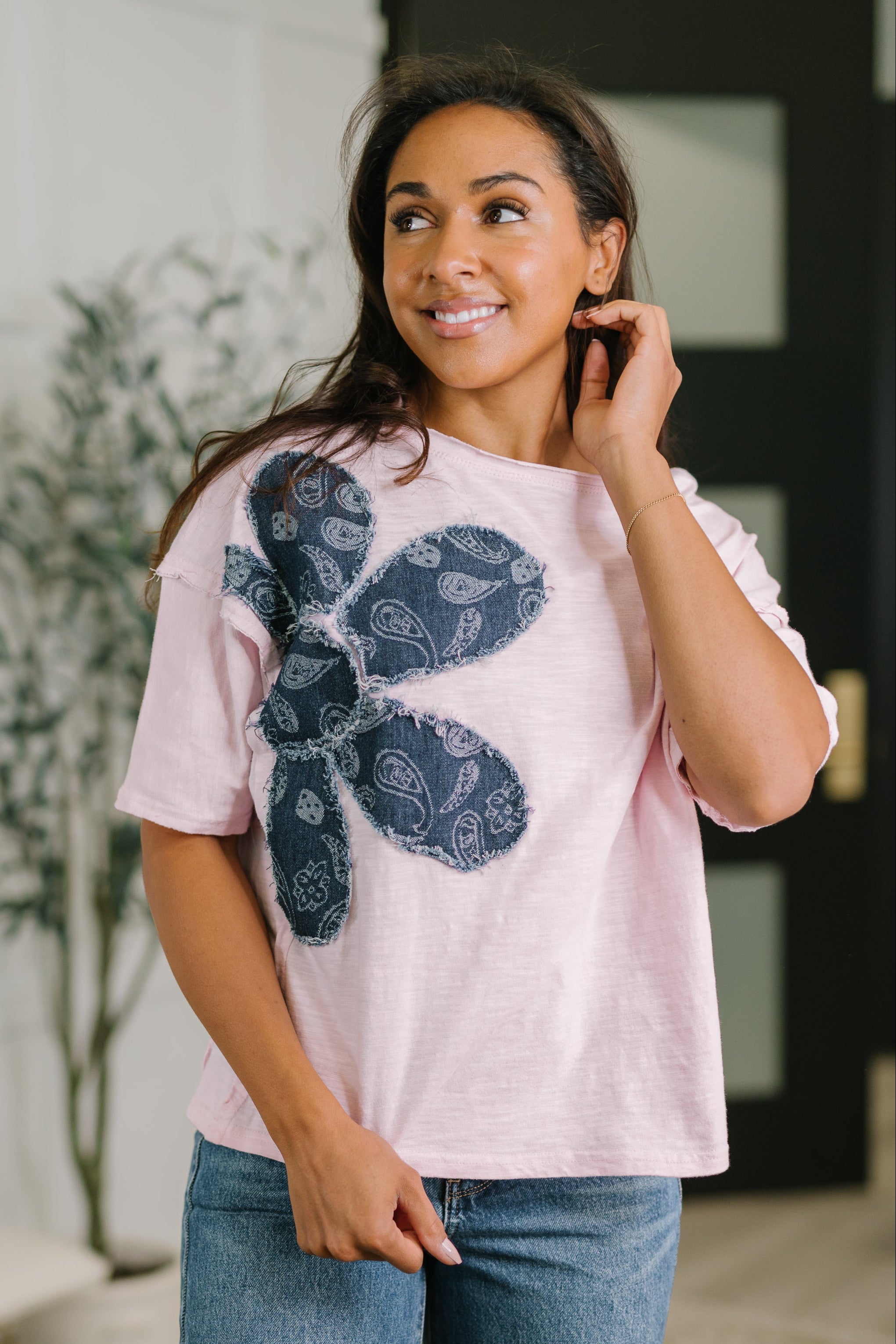 Exactly My Type Paisley Floral Applique Top-Womens-Stay Foxy Boutique, Florissant, Missouri