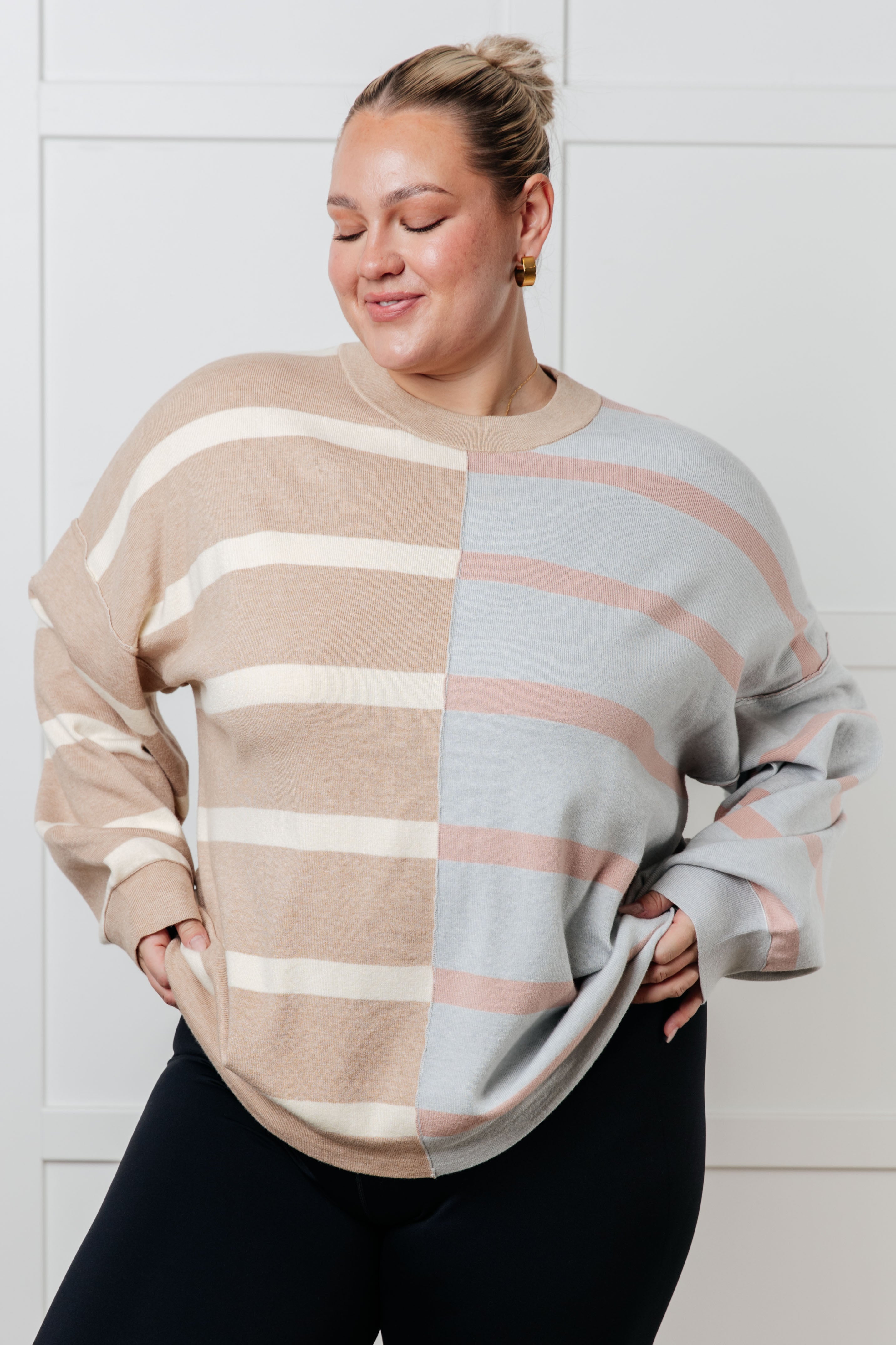 Exceptional Thought Striped Patchwork Sweater-Tops-Stay Foxy Boutique, Florissant, Missouri