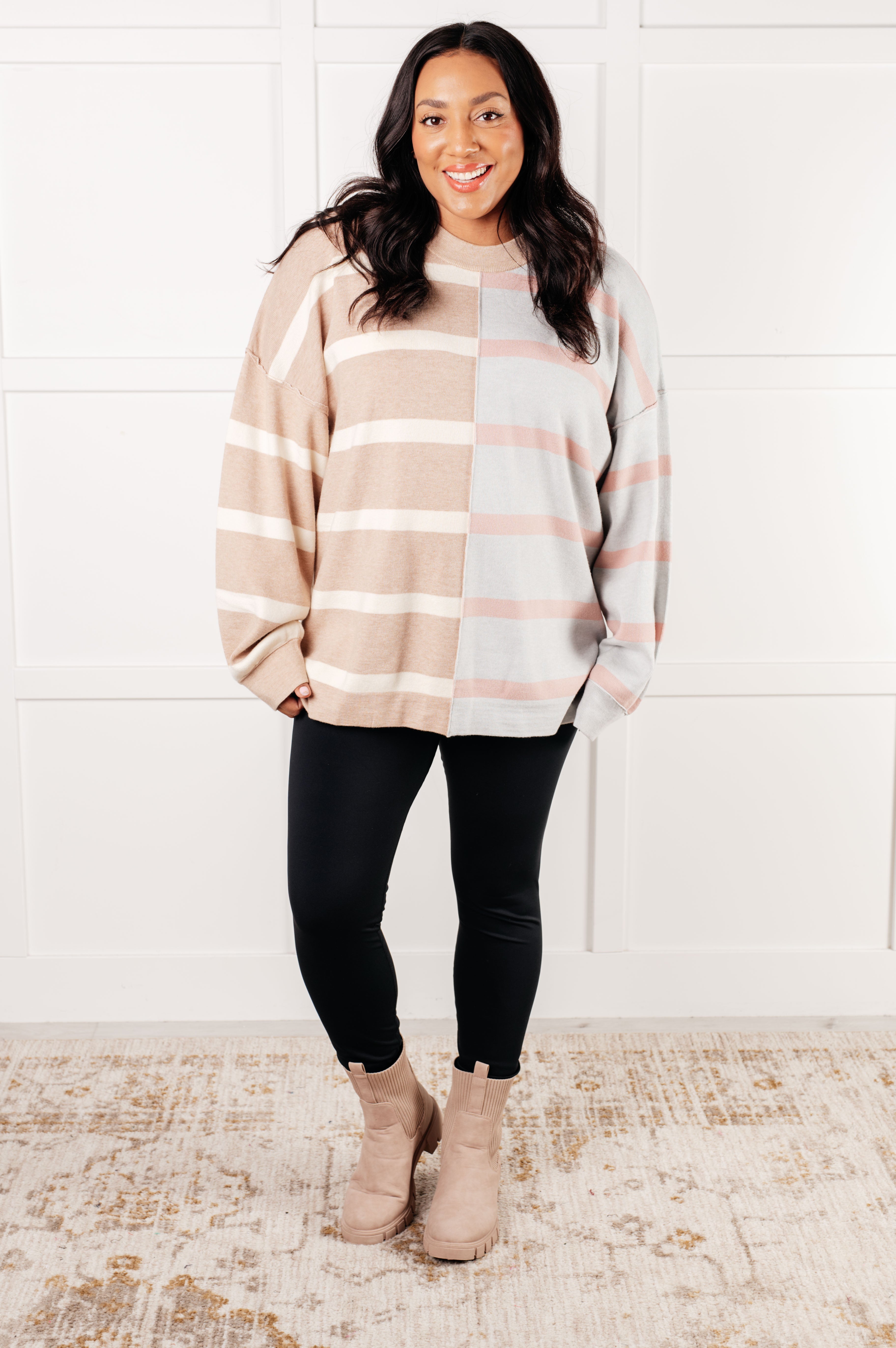 Exceptional Thought Striped Patchwork Sweater-Tops-Stay Foxy Boutique, Florissant, Missouri