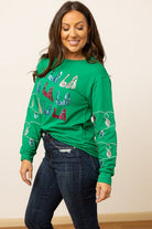 Fa La La Sequins Green Sweater-Womens-Stay Foxy Boutique, Florissant, Missouri