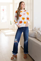 Falling Flowers Floral Sweater-Tops-Stay Foxy Boutique, Florissant, Missouri