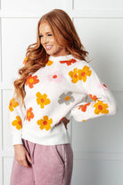 Falling Flowers Floral Sweater-Tops-Stay Foxy Boutique, Florissant, Missouri