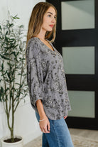 Falling in Deep Crinkle Woven Blouse Dune Grey-Womens-Stay Foxy Boutique, Florissant, Missouri