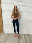 Fallon Mid Rise Adjustable Waist Raw Hem Skinny Jeans-Womens-Stay Foxy Boutique, Florissant, Missouri