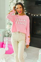 Feelin Festive Pink Sweater-Womens-Stay Foxy Boutique, Florissant, Missouri