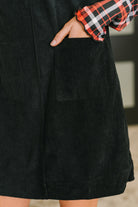 Feeling That Way Corduroy Dress in Black-Womens-Stay Foxy Boutique, Florissant, Missouri