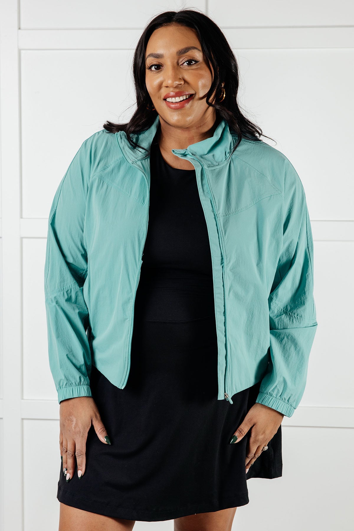 Fit Happens Nylon Tennis Jacket in Tidal Wave-Layers-Stay Foxy Boutique, Florissant, Missouri