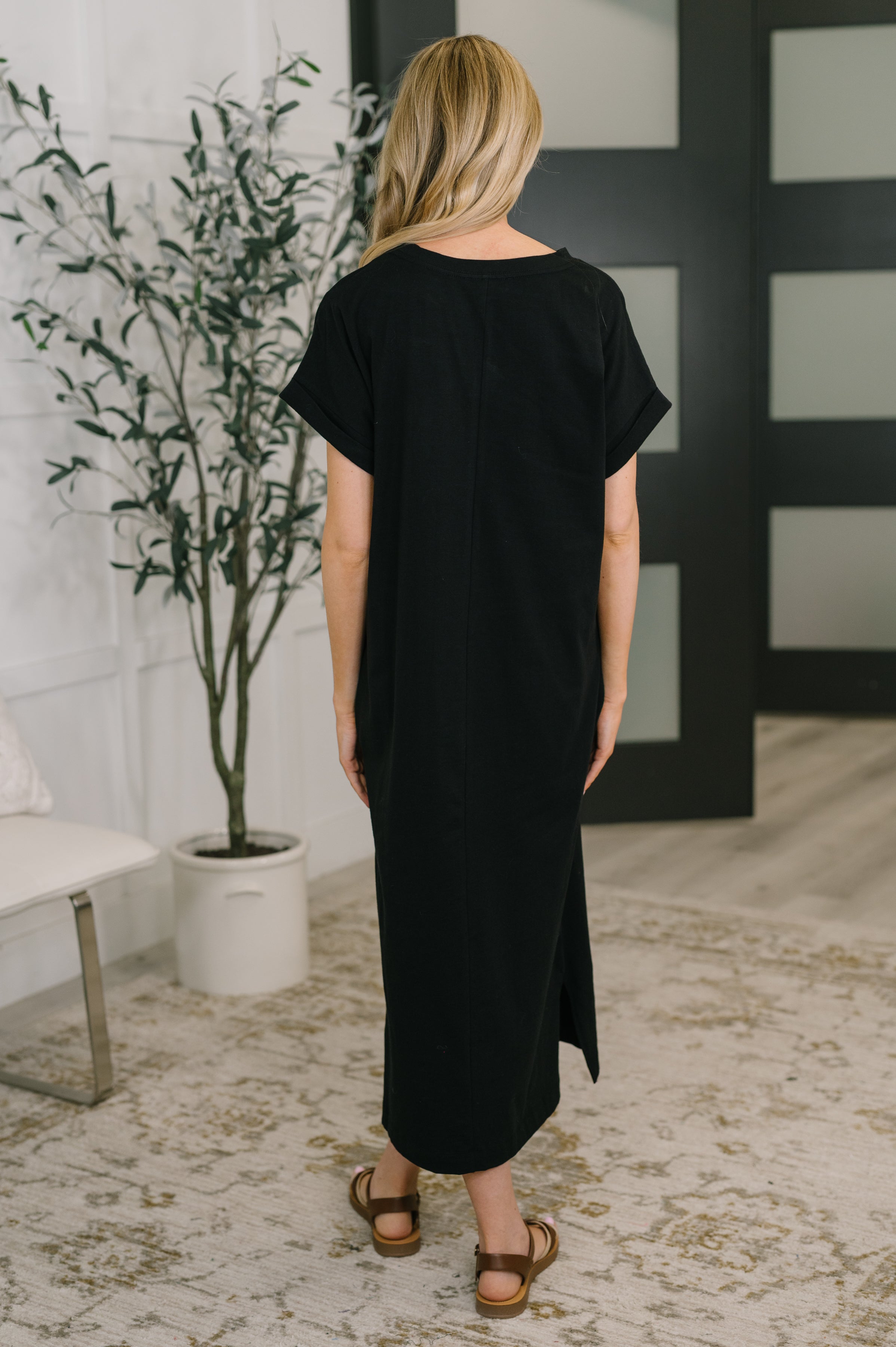 Fix You Right Up Short Sleeve Midi Dress in Black-Womens-Stay Foxy Boutique, Florissant, Missouri